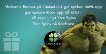 Nya Spelare på CasinoLuck får 100% Bonus och 150 Snurr