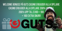 Guts Casino erbjuder 200% upp till $100 + 100 Extra Snurr