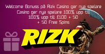 Rizk Casino erbjuder 100% upp till £100 + 50 Snurr