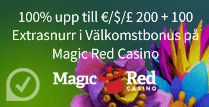 100% upp till €/$/‎£ 200 + 100 Extrasnurr i Välkomstbonus på Magic Red Casino