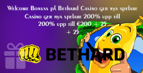 Nya Spelare får 200% upp till €200 + 25 Gratissnurr hos Bethard Casino