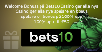 Bets10 Casino Välkomstbonus på 100% upp till €50