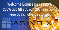 Casino X ger dig 200% upp till €50 + 200 Gratissnurr