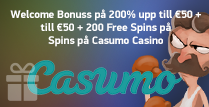 Casumo Casino erbjuder 200% upp till €50 och 200 Extrasnurr