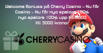 Cherry Casino erbjuder en bonus på 100% upp till 3000 kronor
