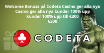 Codeta Casino ger alla nya kunder 100% upp till €300