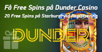 Dunder Casino erbjuder 20 Insättningsfria Gratissnurr i Starburst