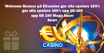 EUcasino belönar spelare med 100% upp till 100 Mega Snurr