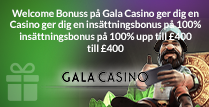 Gala Casino erbjuder en välkomstbonus på 100% upp till £400