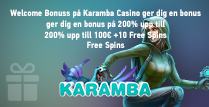 Karamba Casino välkomnar dig med 200% upp till 100€ + 10 Snurr
