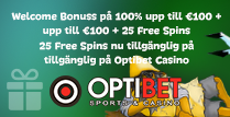 Optibet Casino välkomnar dig med 100% upp till €100 + 25 Gratissnurr