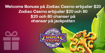 Zodiac Casino ger nya spelare $20 och 80 chanser på jackpotten