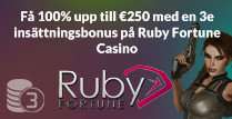 Få 100% upp till €250 med en 3e insättningsbonus på Ruby Fortune Casino